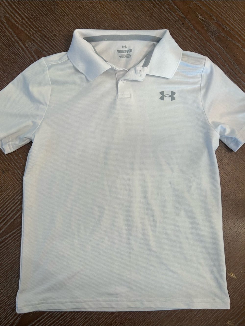 Under Armour Boys White Polo with Gray Logo